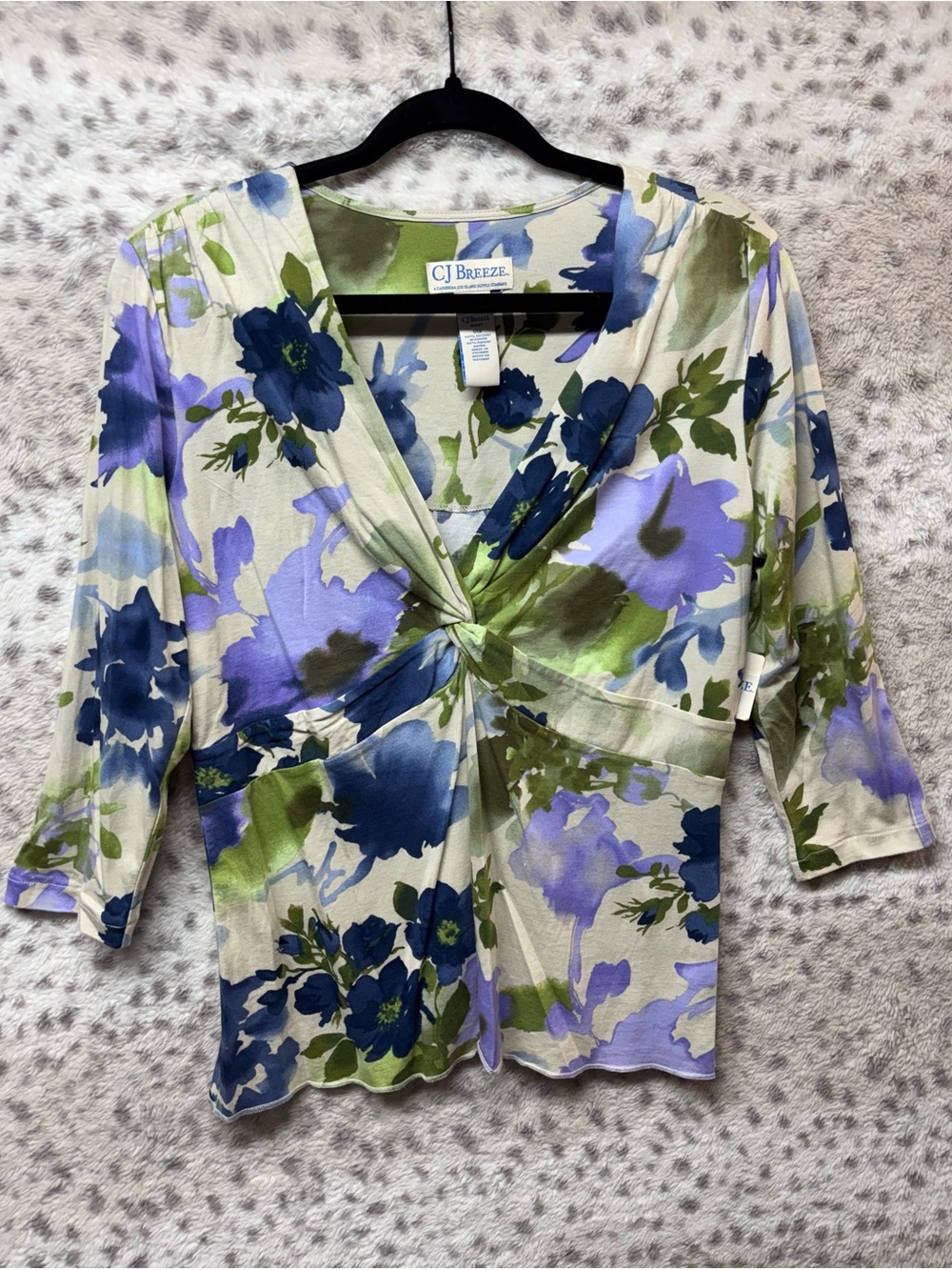 Y2K CJ BREEZE FLORAL 3/4 SLEEVE TOP
